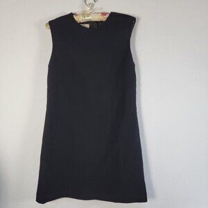 Vintage Mondi Womens Black Pure Wool Sleeveless Shift Dress Size 40 Lined Career